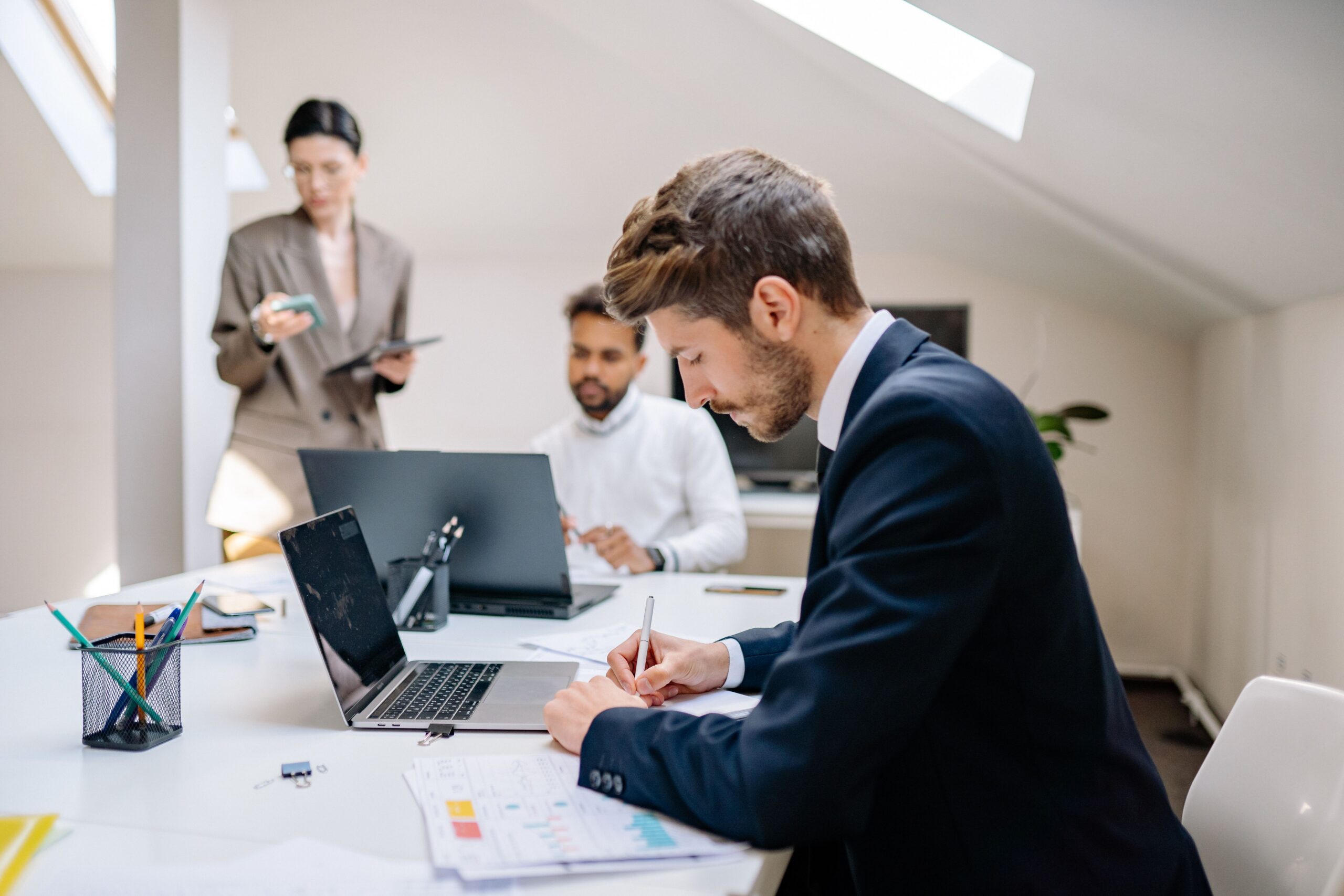 Employees working in the office.